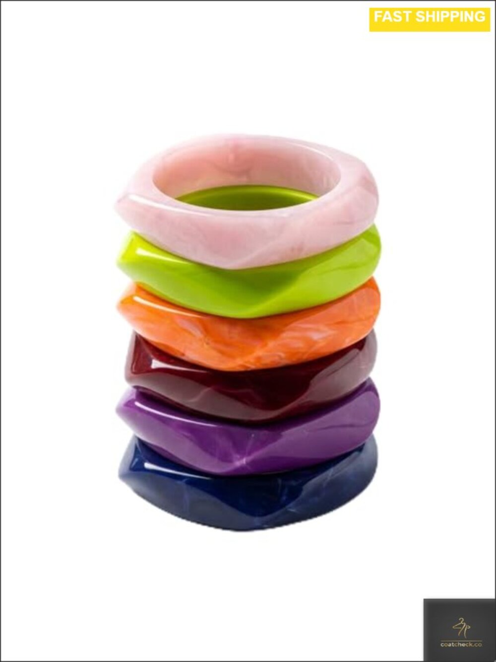 6 Pc Acrylic Resin Chunky Bangle Bracelets